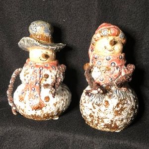 NWOT - Ceramic Pair of Rustic Snowmen ⛄️